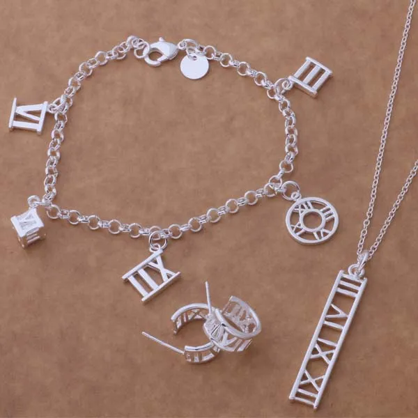 

AS114 Hot Silver Plated Set, Lovely Free Shipping Jewelry Sets Bracelet 125 + Necklace 255 + Earring 230 /dngamena bhaajyha