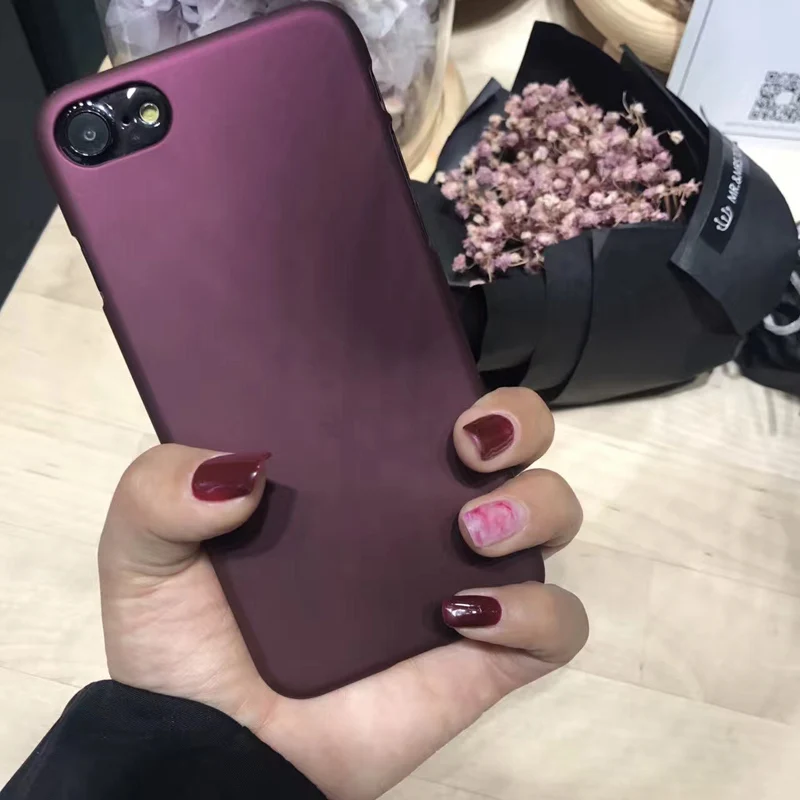 

Luxury Wine Red Case For iphone 7 Case For iphone 6 6S 7 8 Plus 5 5S SE XS Phone Cases Fashion Hard PC Frosted Cover Capa Fundas