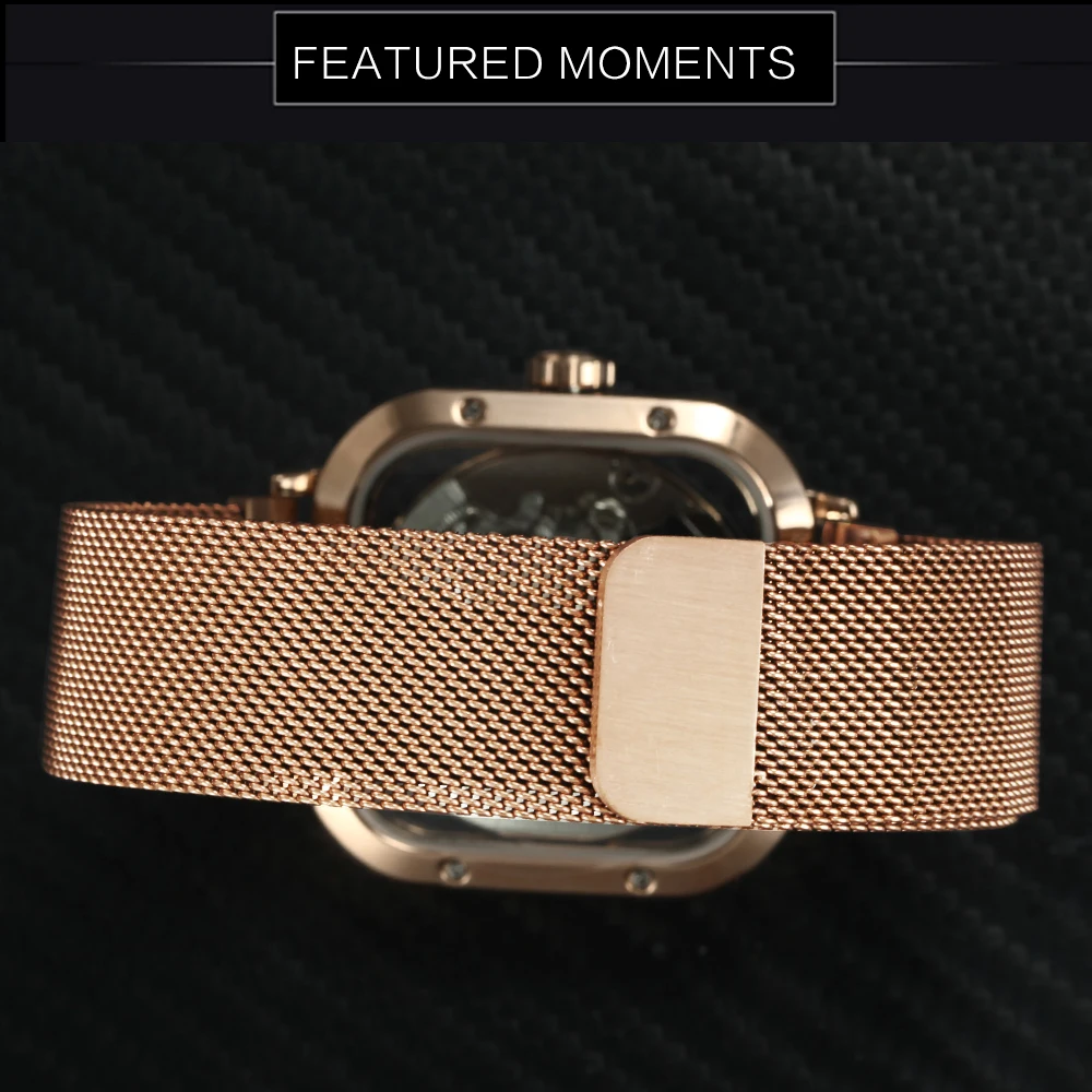 FORSINING Top Brand Luxury Unisex Watch Men Auto Mechanical Hollow Dial Magnet Strap Fashion Royal Wristwatch HIP HOP Male Clock