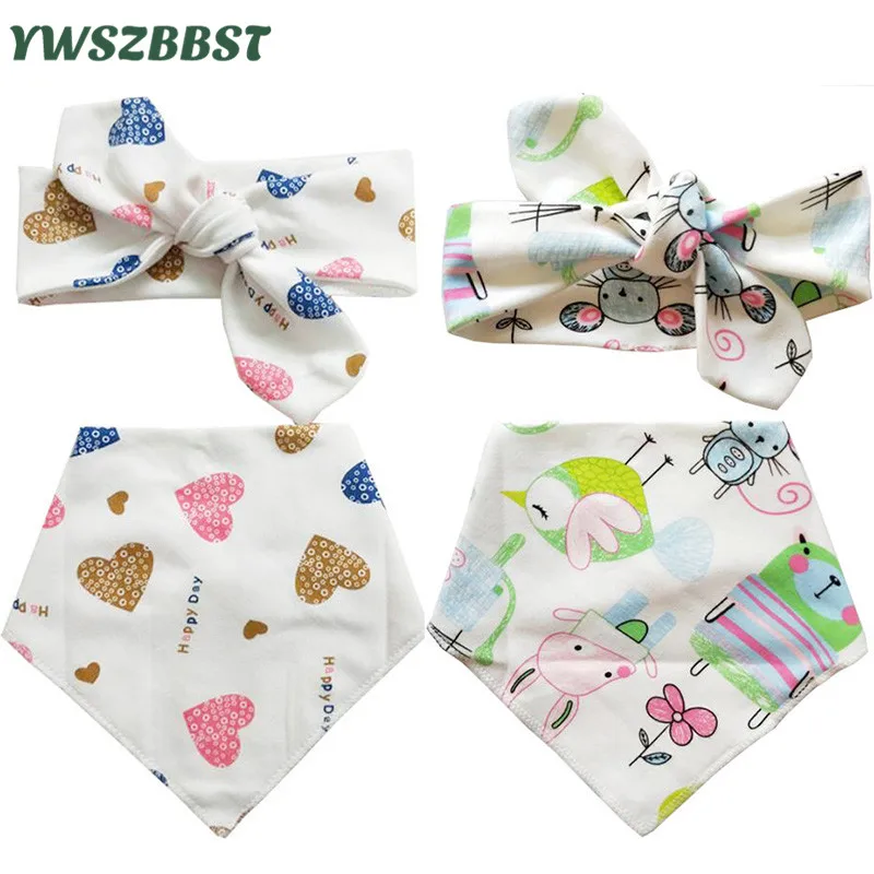 

New Fashion Children Headbands Cotton Baby Girls Headbands Kids Boys Hairband Bibs Set Baby Hair Band Headwear Accessories
