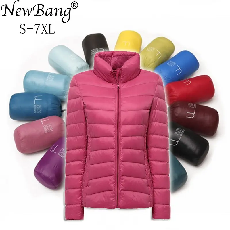 Женский пуховик с перьями NewBang ультралегкий на утином пуху ветровка 5xl 6xl 7XL|coat