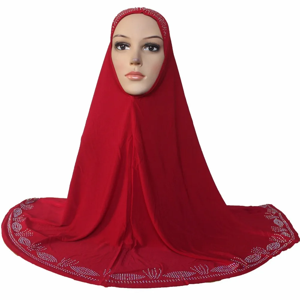 

Muslim Islamic Plus Big Size Long Hijab Scarf Woman Amira Cap Beautiful Surround Drill
