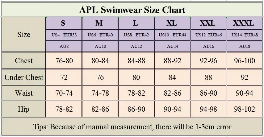 SIZE CHART FOR BIKINI 2019