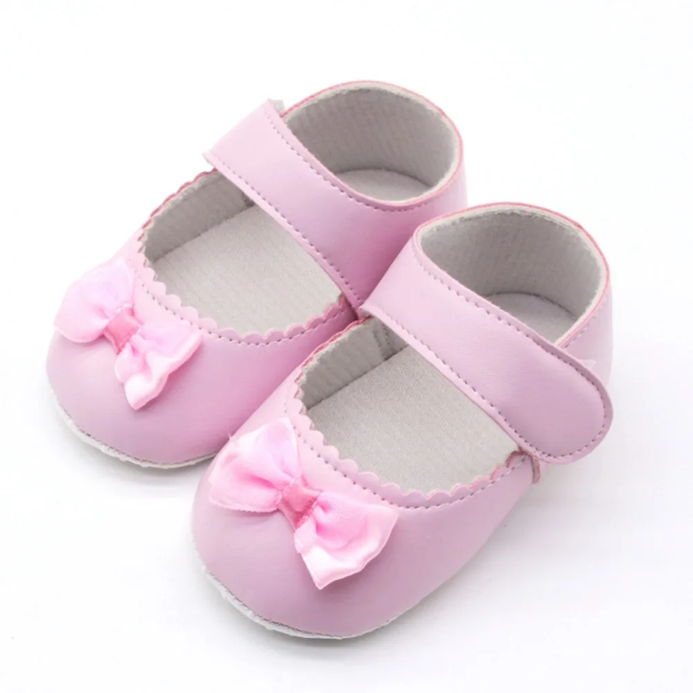 

Baby Girls Shoes Toddler Infant Spring Soft Sole Non-Slip PU Princess Casual Shoes With Bowknot 0-18M