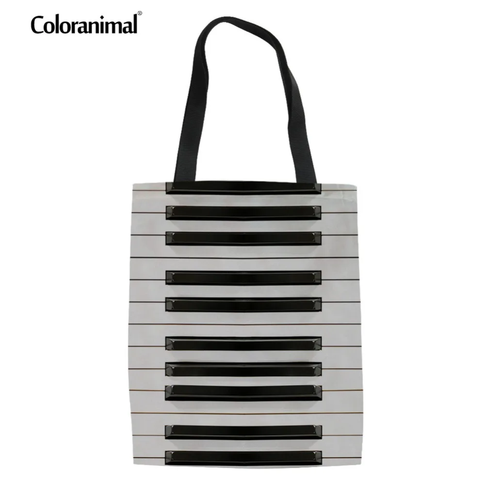 Coloranimal женская льняная сумка для девочек-подростков, хлопковая Повседневная Сумка-тоут, продуктовые музыкальные нотки, Женская толстовка, хозяйственная сумка для женщин