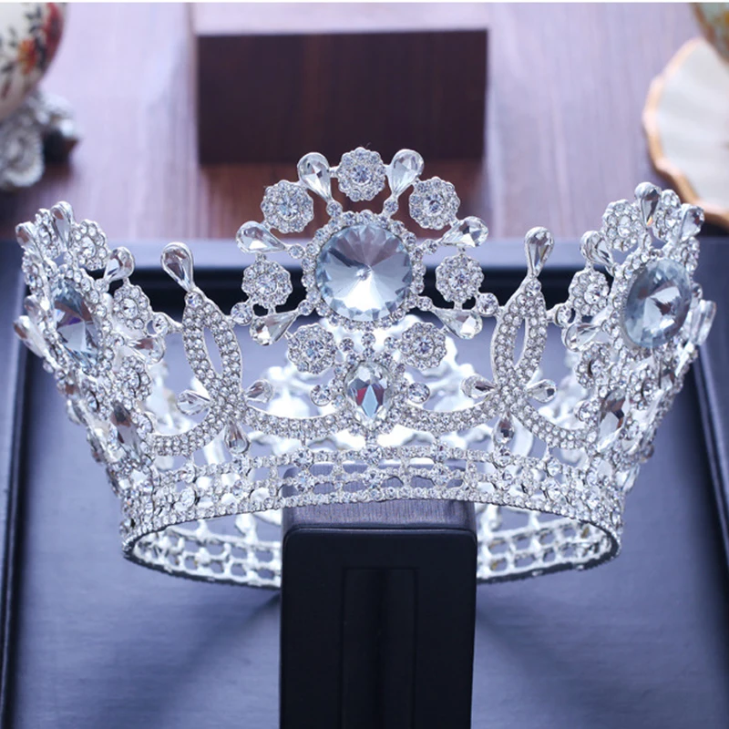 

Bridal Tiaras and Crowns Sliver Hair Crown Full Crystal Rhinestone Large Queen Crown for Women Wedding Hair Jewelry Accessories