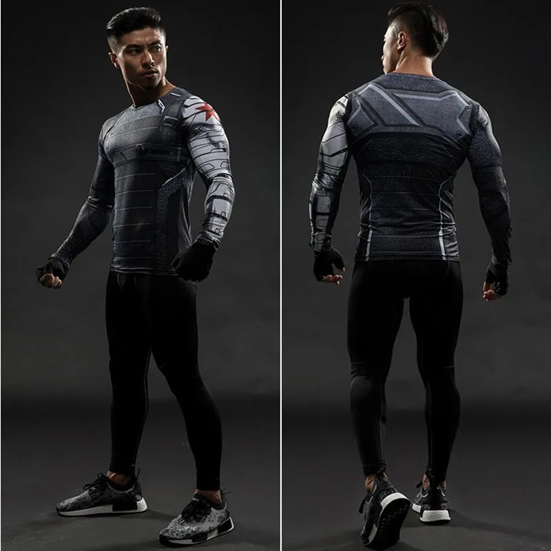 

Hot 3D Printing Superhero Superman/Batman Men Long Sleeve T Shirt G ym Compression Tights Tops Fitness T-shirt