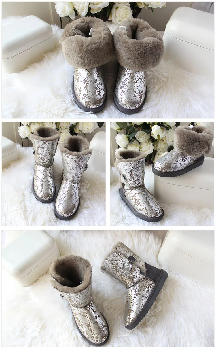 Новинка; модные зимние ботинки из натуральной овечьей кожи; классические женские ботинки с натуральным мехом в австралийском стиле; женская обувь; теплые зимние ботинки
