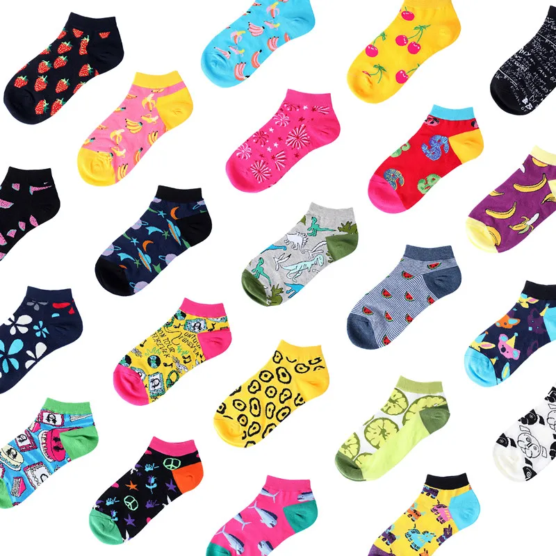 

2019 Funny Spring Colorful Summer Ankle Happy Socks Women harajuku Couple Boat Street Creative Socks chaussette femme