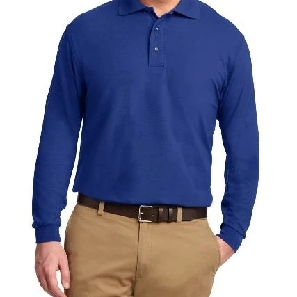 Port Authority K500LS Mens Long Sleeve Silk Touch Polo T-Shirt Royal Blue - 3XL (1)