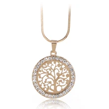2*2cm Tree Of Life Pendant Necklace Women Jewelry 2017 Fashion Austrian Crystal Gold-plated Chain Necklaces & Pendants XL06979