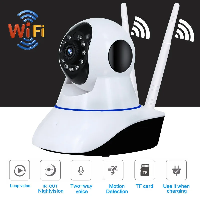

1080P PTZ Wifi IP Camera 360 Degree Fisheye IR-Cut Night Vision Two Way Audio 2MP CCTV Security Camera SD Card Slot