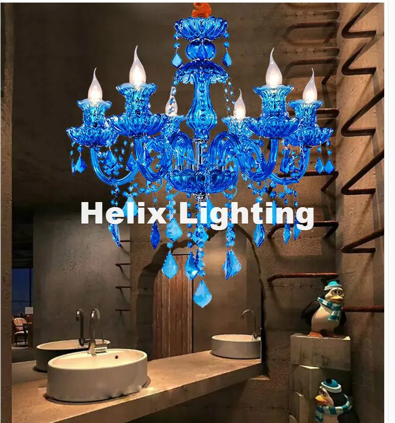 D60cm H55cm depro, Синий светодиодный хрустальный светильник, хрустальная люстра, современное освещение, AC гарантированное, Хрустальная Подвесная лампа