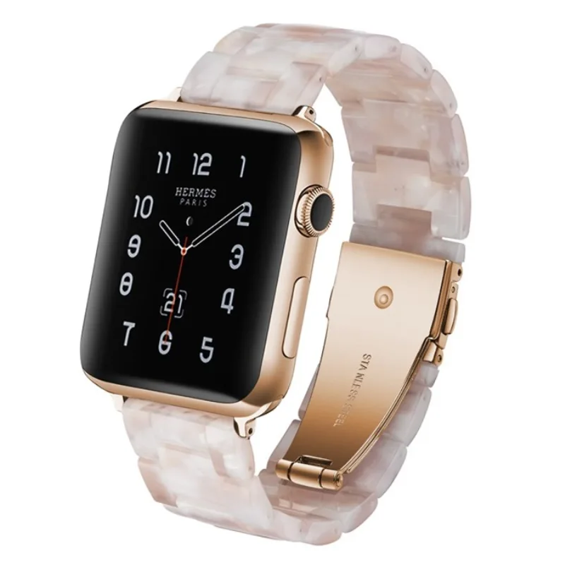 

Pink Resin Wrist Strap For Apple Watch Band Fashion Watchband For i-Watch 38mm 42mm Smart Bracelet Link Accessories AW0027