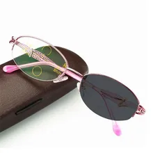 MONGOTEN Женские Ретро фотохромные очки для чтения полуобода сплав Мультифокальные Прогрессивные оптические антибликовые очки Wome