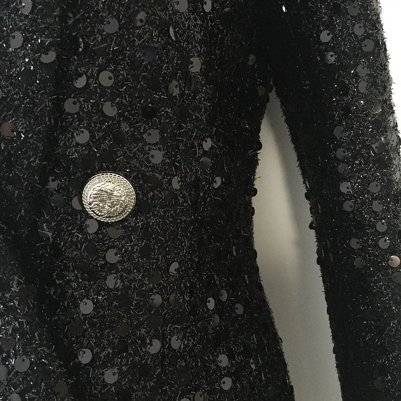 New 2019 spring women double breasted blazers jackets Chic sequins jackets coat D965