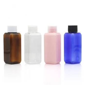 

4 colors 50ml plastic cap toner square bottle bath foam liquid shampoo emulsion bottle F20171816