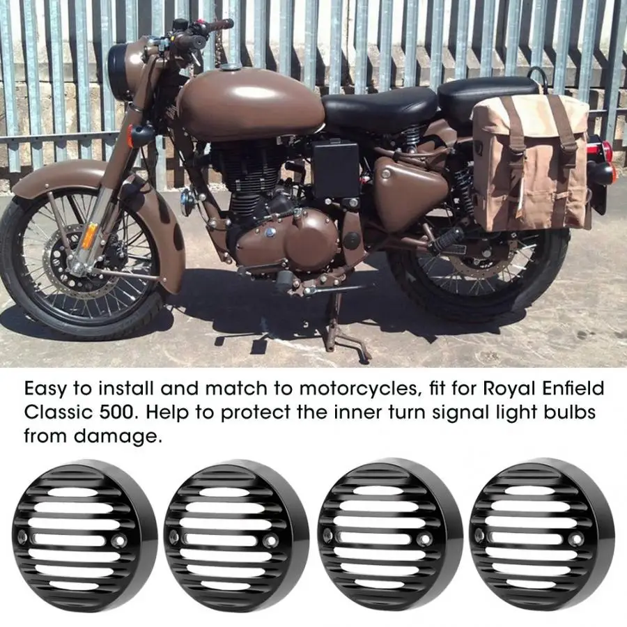

4PCS Turn Signal Light Protector Indicator Grill Cover for Royal Enfield Classic 500 Black