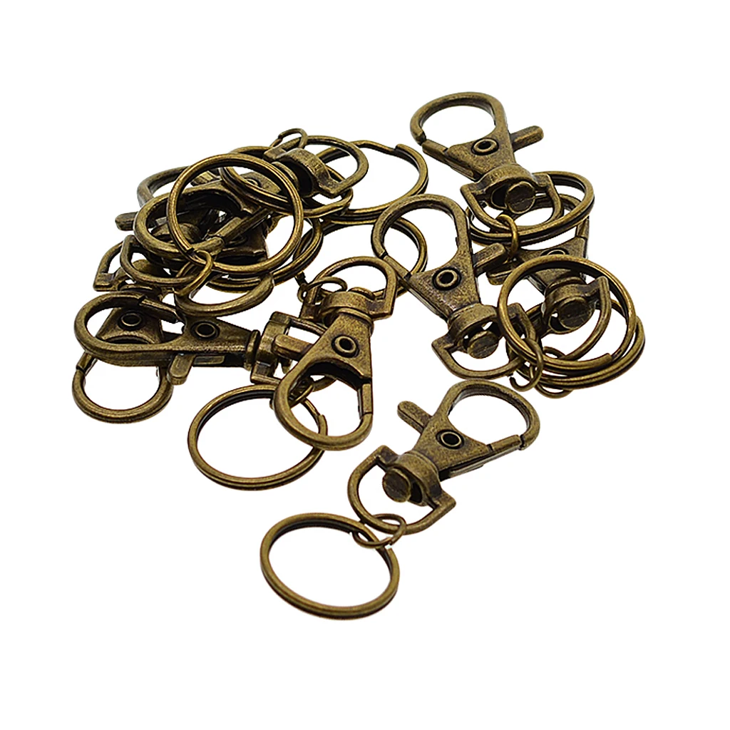 10 Pieces/Set Vintage Metal Swivel Lanyard Snap Hook Lobster Claw Clasp with Key Rings DIY Jewelry Findings