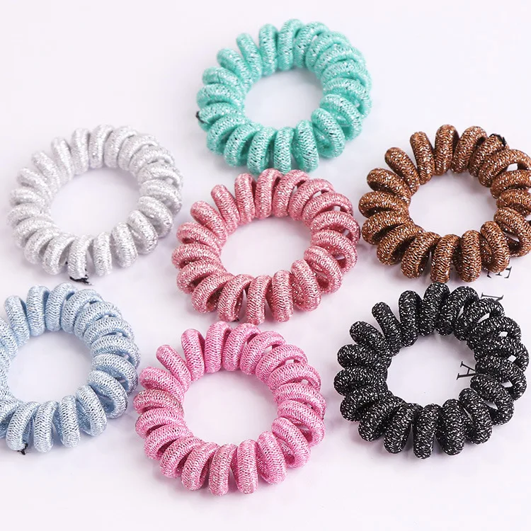 Women Hair Accessories Candy Color Telephone Ring Elastic Hair Bands Spring Bands