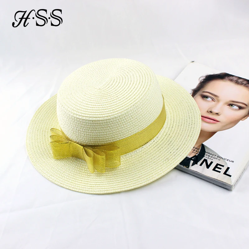 Hss الأصلي تصميم جديد المرأة أحد قبعة مسطحة أعلى الظل سترو القبعات الأزياء الذهبي القوس الشريط البحر شاطئ قبعات سريع مجانا Hss الأصلي تصميم جديد المرأة أحد قبعة مسطحة أعلى الظل سترو القبعات الأزياء الذهبي القوس الشريط البحر شاطئ قبعات سريع مجانا