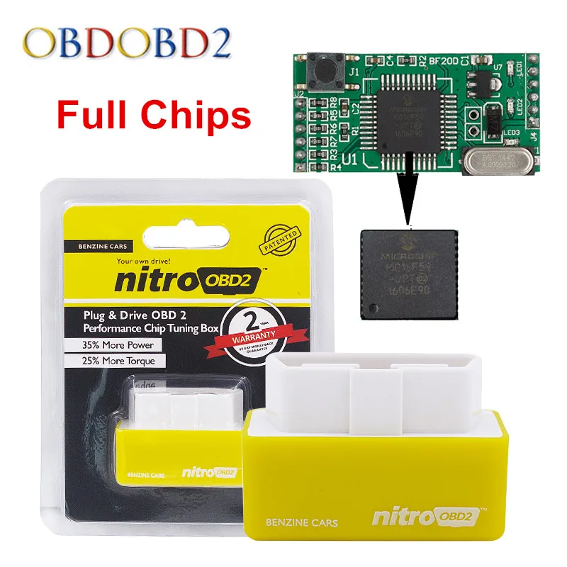 100% Best Quality NitroOBD2 Full Chip Tuning Box For Benzine Diesel Cars Nitro OBD2 Plug&Drive OBDII Interface With Retail Box