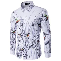 Для мужчин s рубашки Повседневное Slim Fit Chemise Homme 2019 Фирменная Новинка рубашка с длинными рукавами Для мужчин гавайская рубашка вечерние