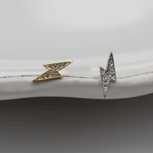 Новые серьги из серебра 925 пробы, Модные Цветные циркониевые серьги-гвоздики с молниями, милые трендовые серебряные серьги для девушек и женщин