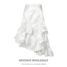 Асимметричная юбка с рюшами, женская летняя тонкая юбка, длинная юбка с высокой талией