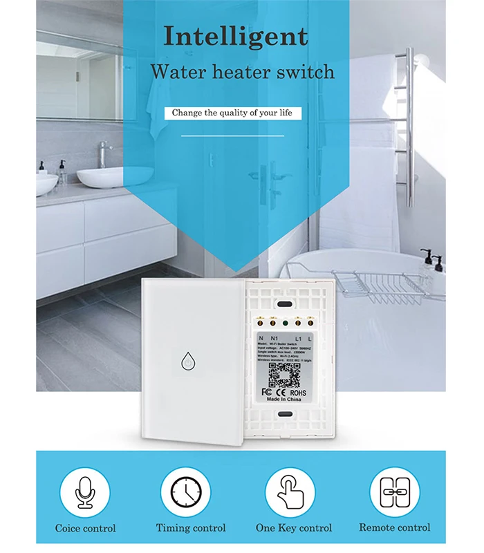 Wifi Inteligente Aquecedor de Água Interruptor de Interruptores de Controle Remoto de Voz Padrão dos Eua Touch Panel Temporizador de Trabalho ao ar Livre Alexa Google Casa 5 Cheap Interr.
