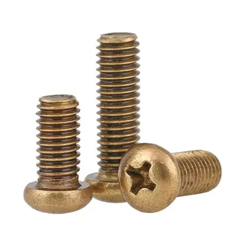 

5Pcs M6 Copper round Pan head Phillips Cross Machine tooth Screw bolt Length 10mm-40mm
