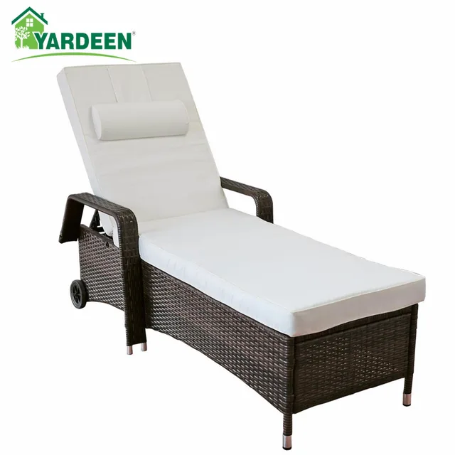 Yardeen Rattan Lounge Chaise All Weather Adjustable Outdoor Recliner ...