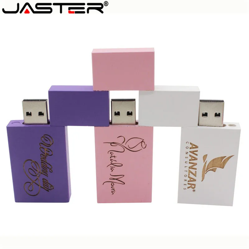 JASTER логотип персональный деревянный цветной блок USB флеш-накопитель креативный подарок u диск Флешка 4G 16GB 32GB 64GB Деревянная Карта памяти