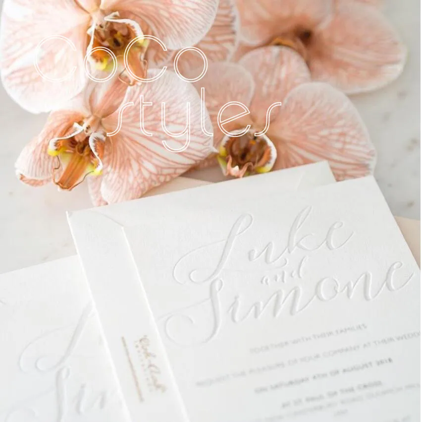  Cocostyles personalized simple style letterpress invitation card for fantasy wedding party events - 32878372280