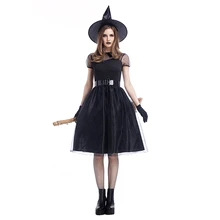 Halloween new black yarn witch costume witch suit temperament witch night ghost game costume holiday adult woman witch fire