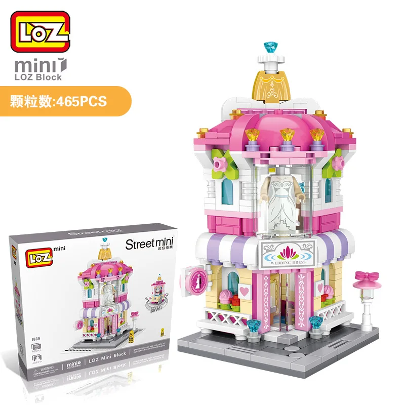 LOZ Mini Rue Scene Blocs de Construction Ville pour Enfants Briques Modele Magasin Boutique Свадебный магазин архитектура