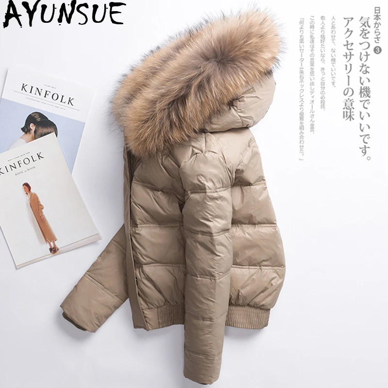 women's down jacket with real fur hood