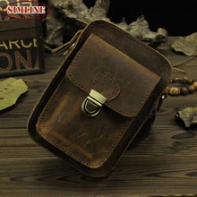 Vintage 100% Echte Crazy Horse Leder Rindsleder Herren Outdoor Gürtel Hüfttasche Packs Kleine Schulter Crossbody Beutel Für männer
