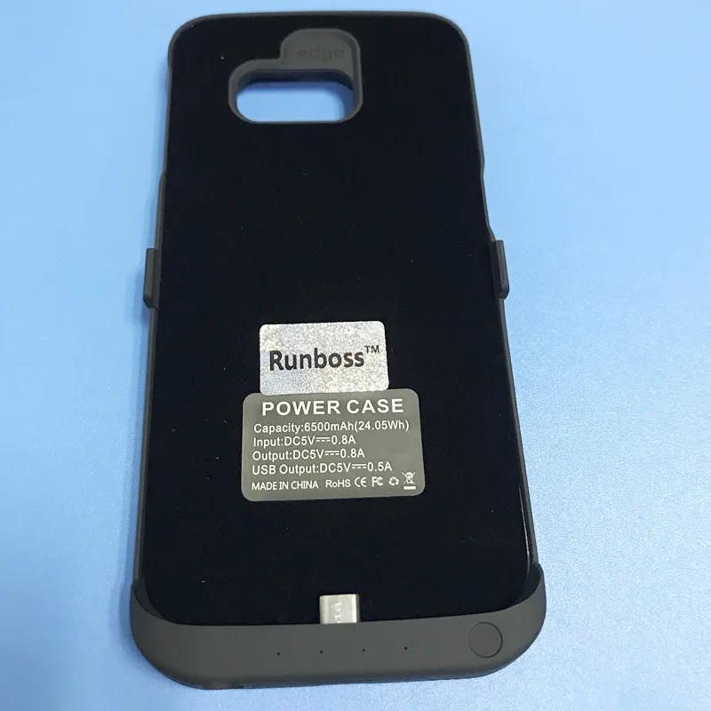 Для Samsung Galaxy S6 Edge Запасные Аккумуляторы для телефонов случае runboss удлиненные 6500 мАч Мощность чехол для S6 Edge g9250