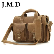 J.M.D Hot Selling Genuine Vintage Crazy Horse Leather Laptop Briefcase Bag Hand bags High Quality 7106