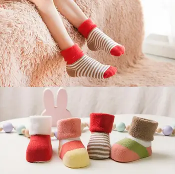 

infant terry socks hot selling kids boys girls sock4 pairs pack Newborn baby socks warm autumn winter