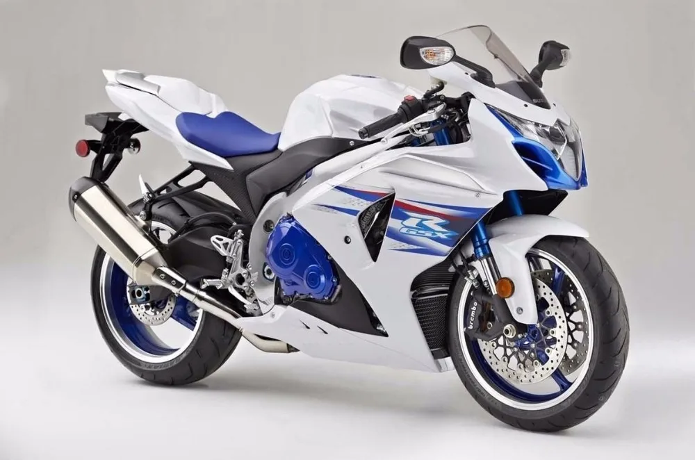 

Gloss White w/ Blue ABS Full Body Injection Fairing Bodywork Kit for 2009-2015 Suzuki GSXR GSX-R 1000 2014 2013 2012 GSXR1000