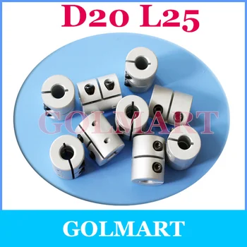 

50pcs Rigid coupler shaft coupling D20 L25mm 5mm to 8mm shaft size 3 4 6mm 6.35mm 1/4" .25inch 7 3D Printer Parts T8 lead screw