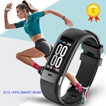 

2018 newest best ecg ppg Color Screen Smart band Waterproof Sports Blood Pressure Heart Rate Smart Bracelet call sms reminder