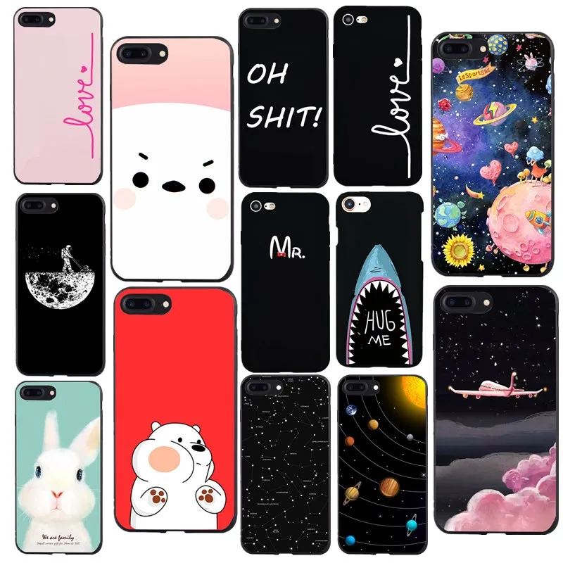 Модные Coque для iphone 7X10 Чехол черный Силиконовой мягкий чехол 6s 6 5 5S SE 8 7 plus плюс