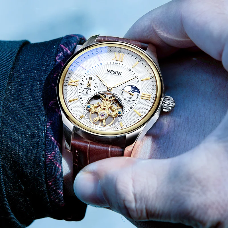 

NESUN Top Brand Luxury Creative Hollow Men Automatic Mechanical Wristwatches Waterproof Sports Watches Clocks Relogio Masculino