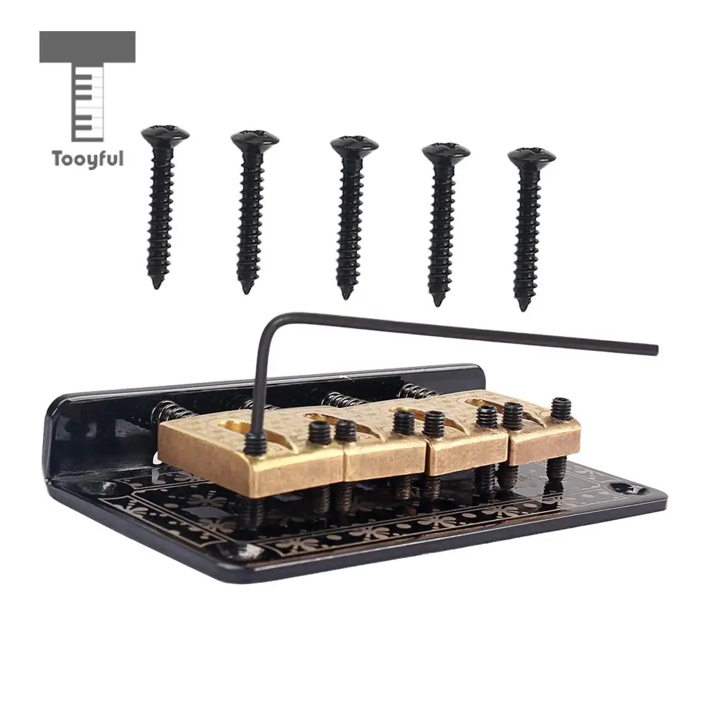 Tooyful Exquisite 1 Set 4 String Guitar Saddle Bridge Hardtail for Cigar Box Guitar ReplacementParts Black