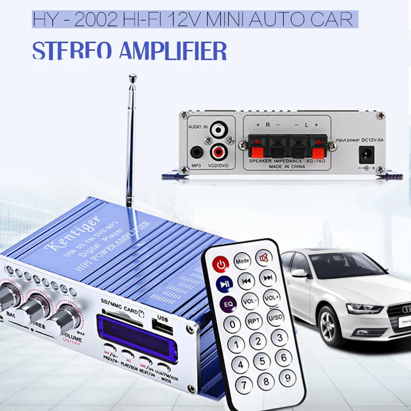 HY 502 USB FM аудио стерео усилитель радио MP3 Динамик светодио дный Hi Fi 2 канальный