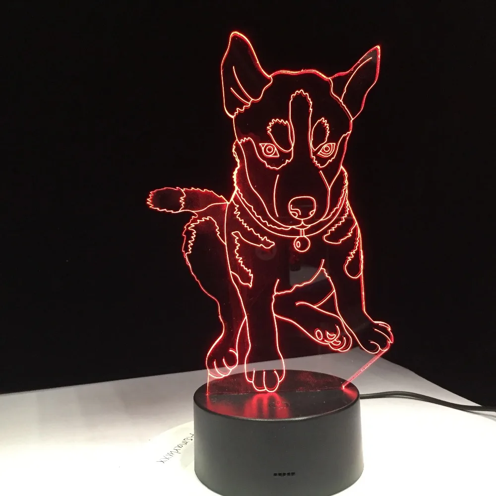 

Husky 3D Dog 7 Colors Lighting Children's Bedside Sleep Room Table Desk Lamp Modelling LED USB Changing Night Light Decor Gifts