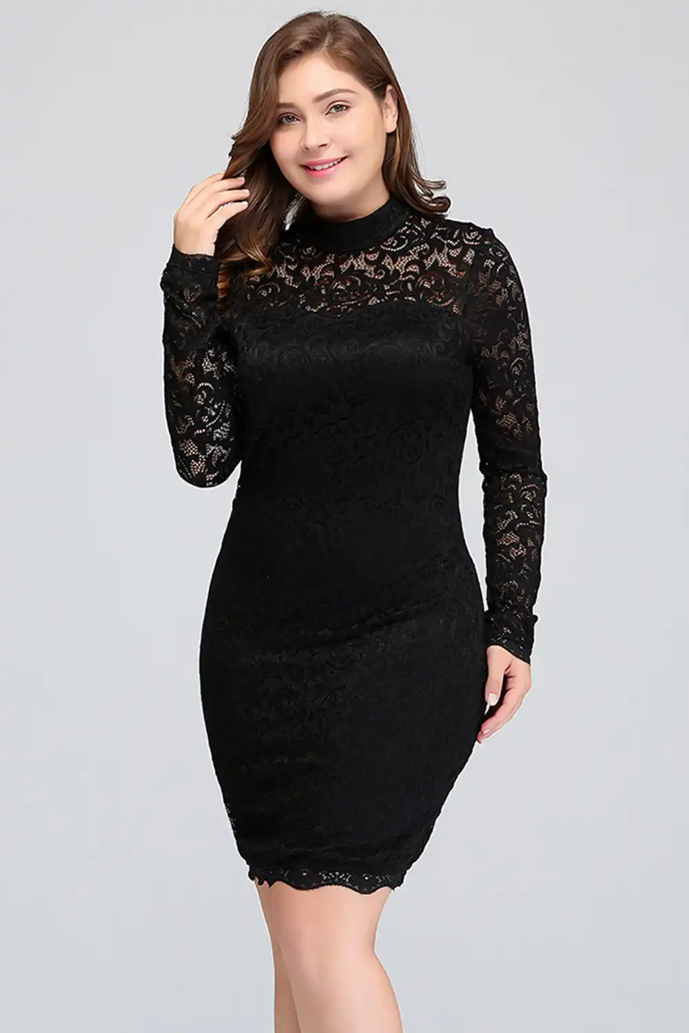 long sleeve plus size cocktail dresses